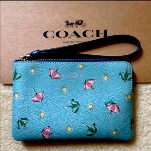 COACH blue wallet wristlet umbrella and sun print